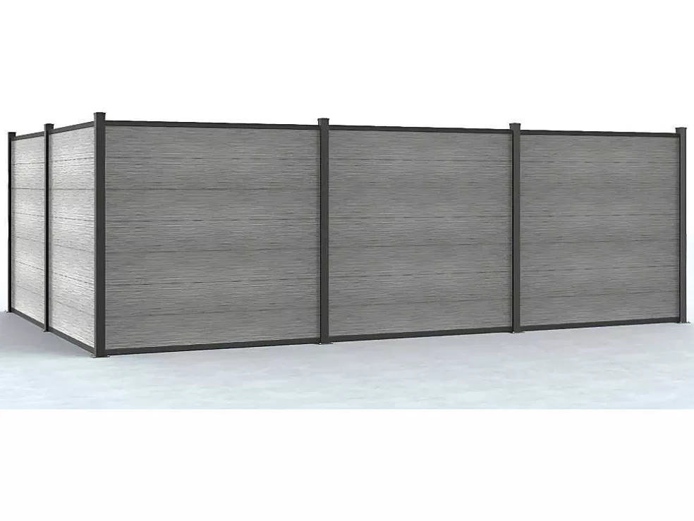 EXPERTLAND Paineis De Vedacao Para Enterrar A181 Cm, Kit De 7 Laminas Em Composito + 1 Poste Cinzento-Claro - Enola* Canico E Cerca