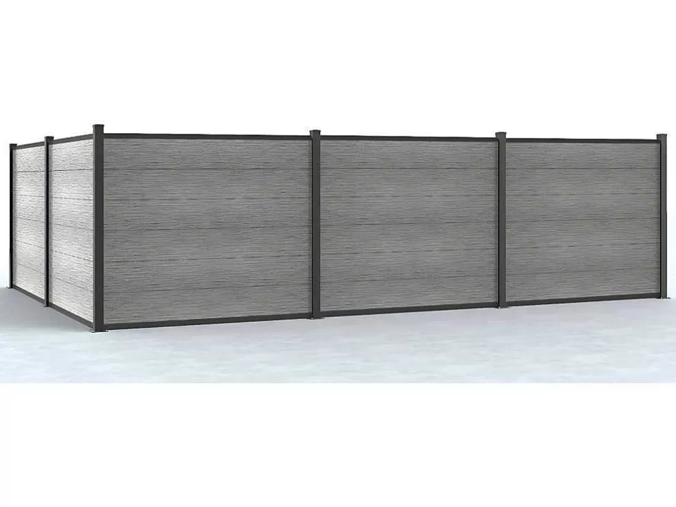 EXPERTLAND Paineis De Vedacao Para Enterrar A156 Cm, Kit De 6 Laminas Em Composito + 1 Poste Cinzento-Claro - Enola* Canico E Cerca