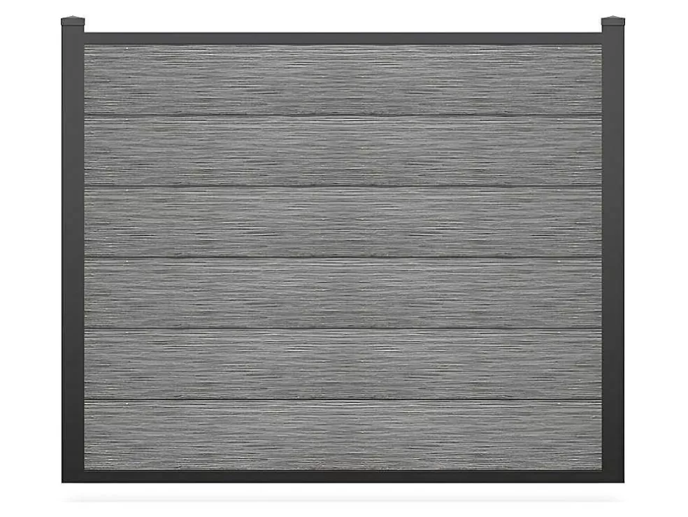 EXPERTLAND Paineis De Vedacao Para Enterrar A156 Cm, Kit De 6 Laminas Em Composito + 2 Postes Cinzento-Claro - Enola* Canico E Cerca