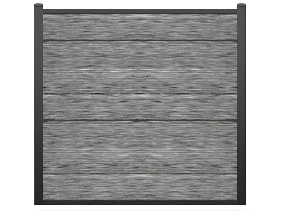 EXPERTLAND Paineis De Vedacao Para Pousar A181 Cm, Kit De 7 Laminas Em Composito + 2 Postes Cinzento-Claro - Enola* Canico E Cerca