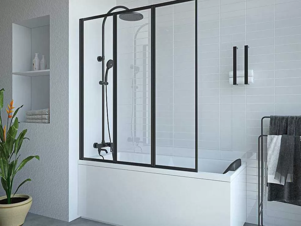 Shower & Design Painel De Banheira Dobravel Em Metal Preto Mate Estilo Atelier 120 X 140 Cm - District* Resguardo De Banheira