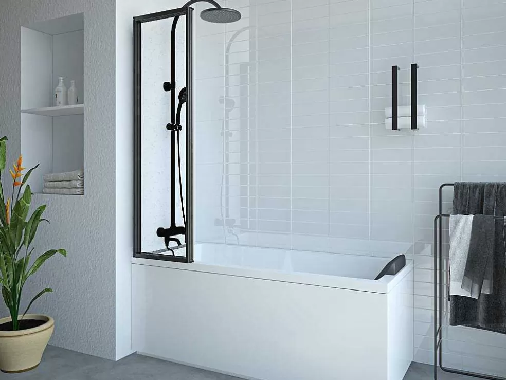 Shower & Design Painel De Banheira Dobravel Em Metal Preto Mate Estilo Atelier 120 X 140 Cm - District* Resguardo De Banheira