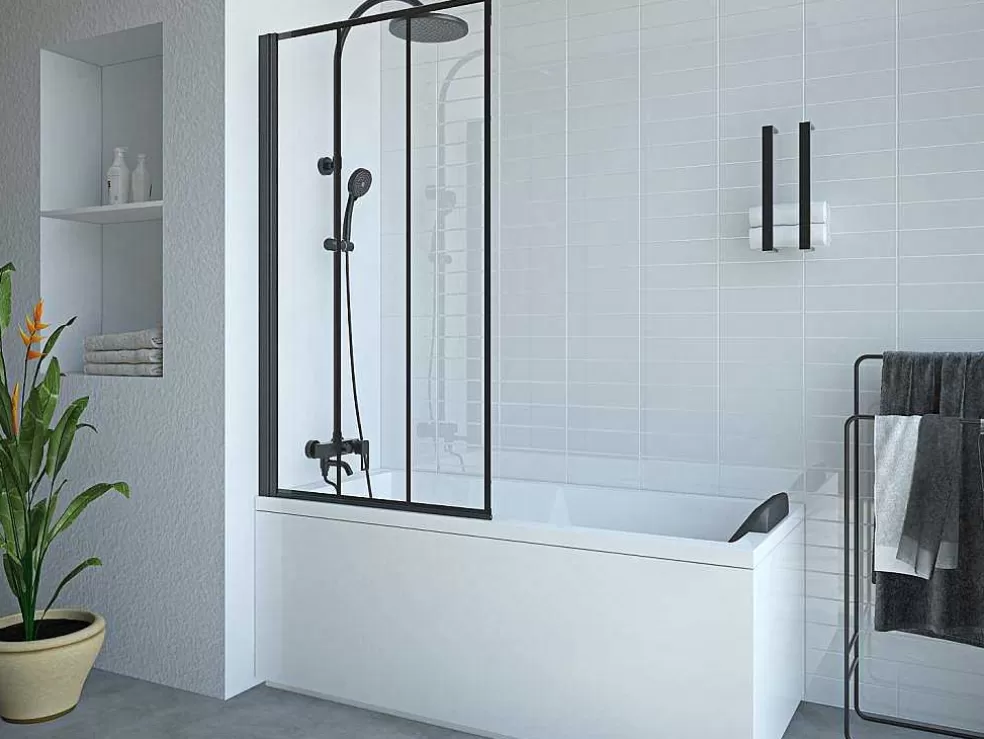 Shower & Design Painel De Banheira Giratorio Preto Mate Visual Atelier 80 X 140 Cm - Dolana* Resguardo De Banheira