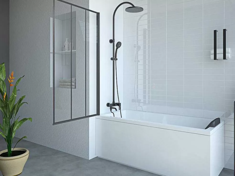 Shower & Design Painel De Banheira Giratorio Preto Mate Visual Atelier 80 X 140 Cm - Dolana* Resguardo De Banheira