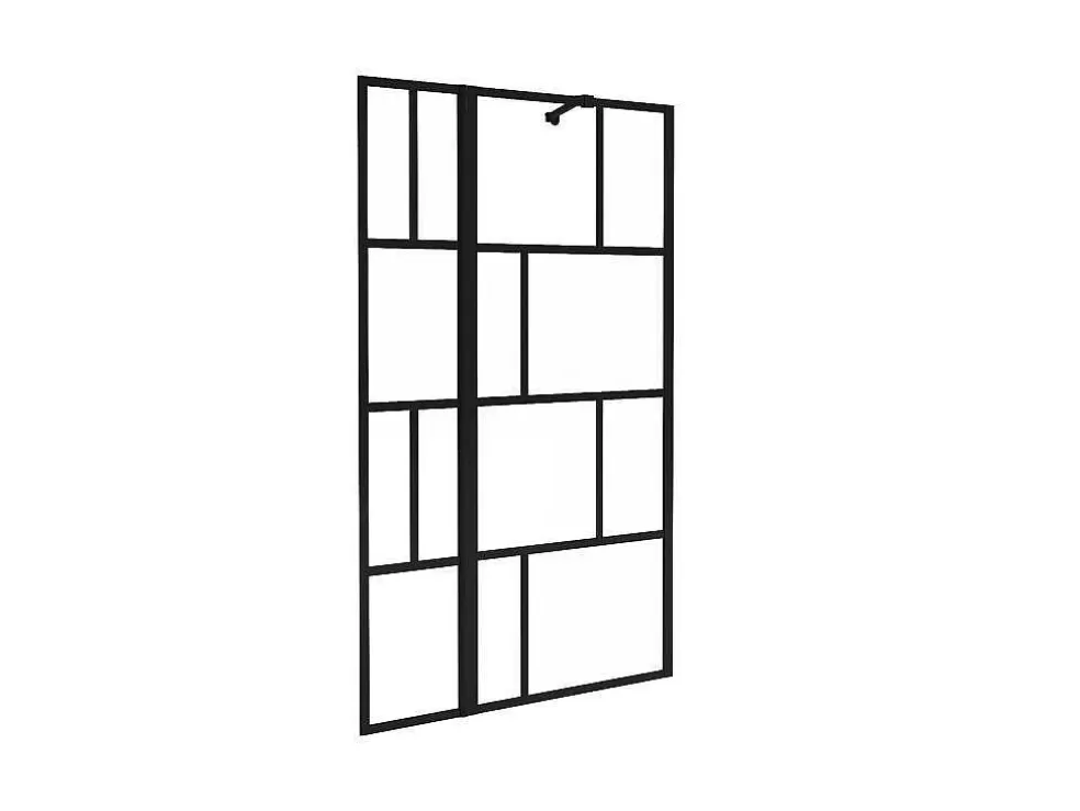 Shower & Design Painel De Banheira Preto Mate De Estilo Industrial Com Painel Giratorio 100X140 Cm - Obelini* Resguardo De Banheira
