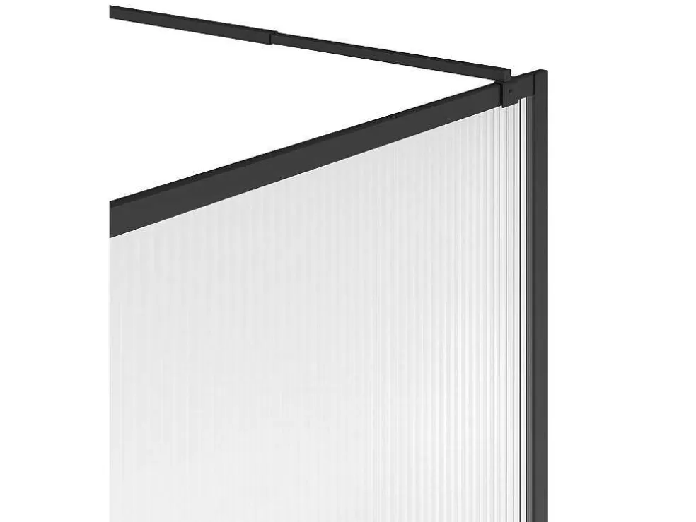Shower & Design Painel De Duche A Italiana Com Vidro Texturado 120X200 Cm Preto Mate - Virana* Painel De Duche