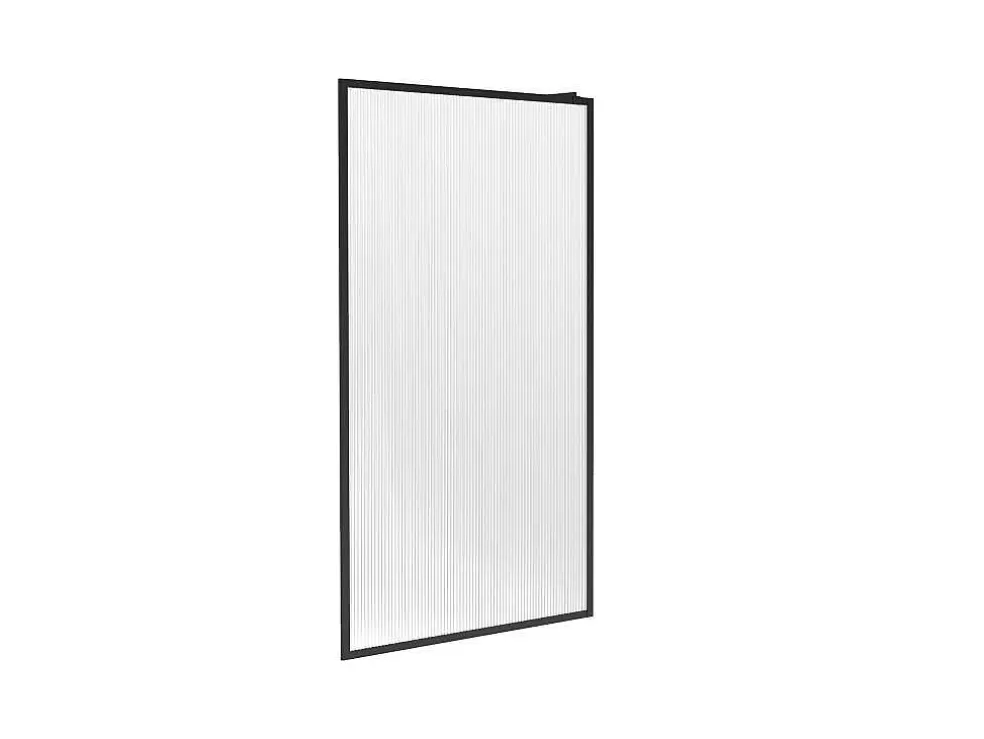 Shower & Design Painel De Duche A Italiana Com Vidro Texturado 120X200 Cm Preto Mate - Virana* Painel De Duche