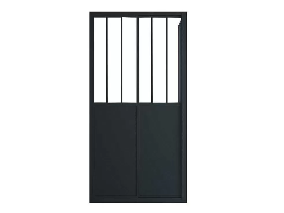 Shower & Design Painel De Duche Com Porta De Correr Preto Mate Estilo Industrial 100 X 80 X 195 Cm - Urbanik* Painel De Duche