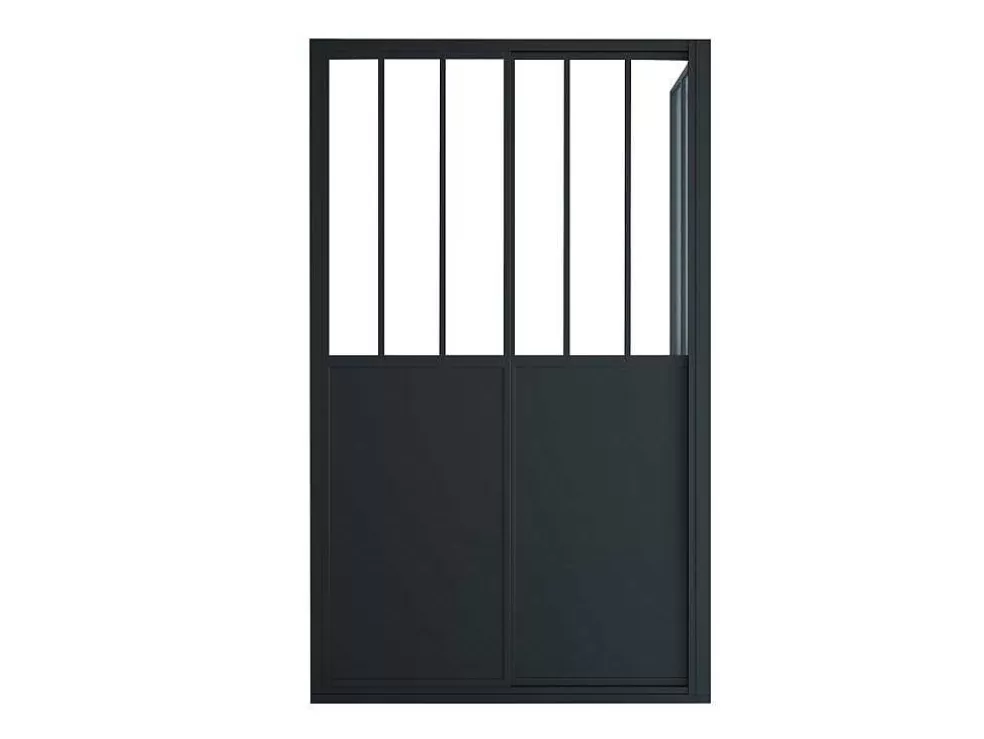 Shower & Design Painel De Duche Com Porta De Correr Preto Mate Estilo Industrial 120 X 80 X 195 Cm - Urbanik* Painel De Duche