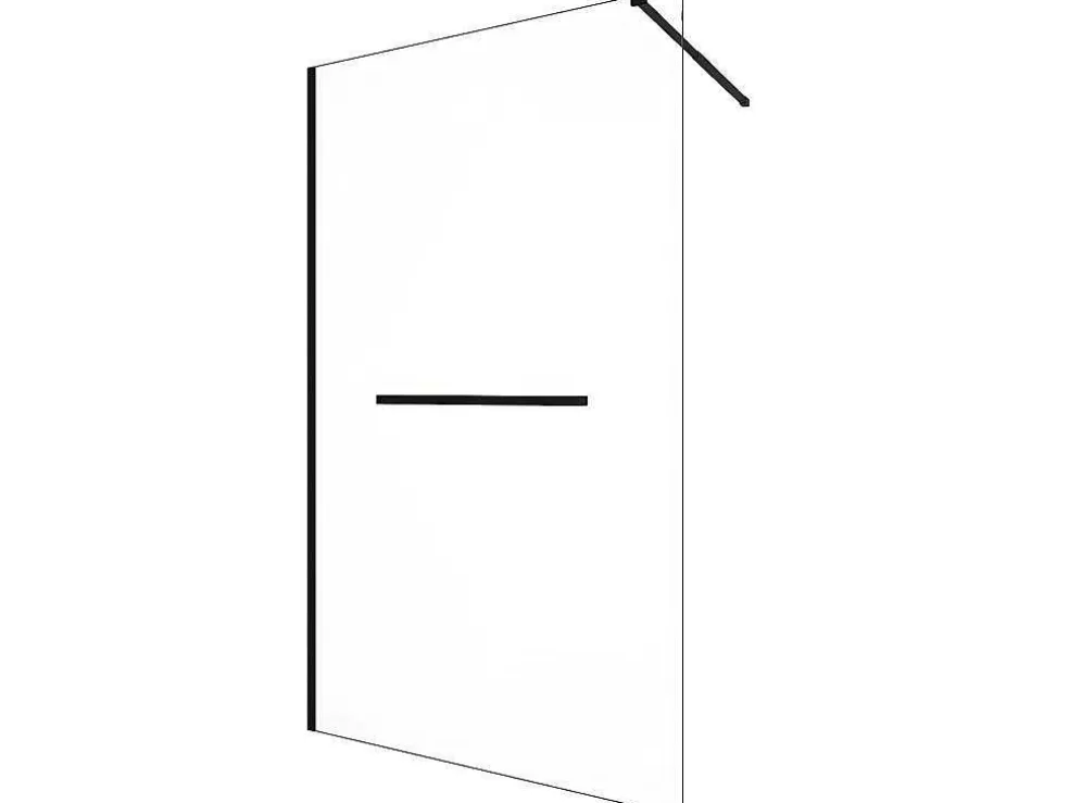 Shower & Design Painel De Duche Estilo Italiano Com Toalheiro 120 X 200 Cm Preto Mate Vidro Temperado - Kristen* Painel De Duche