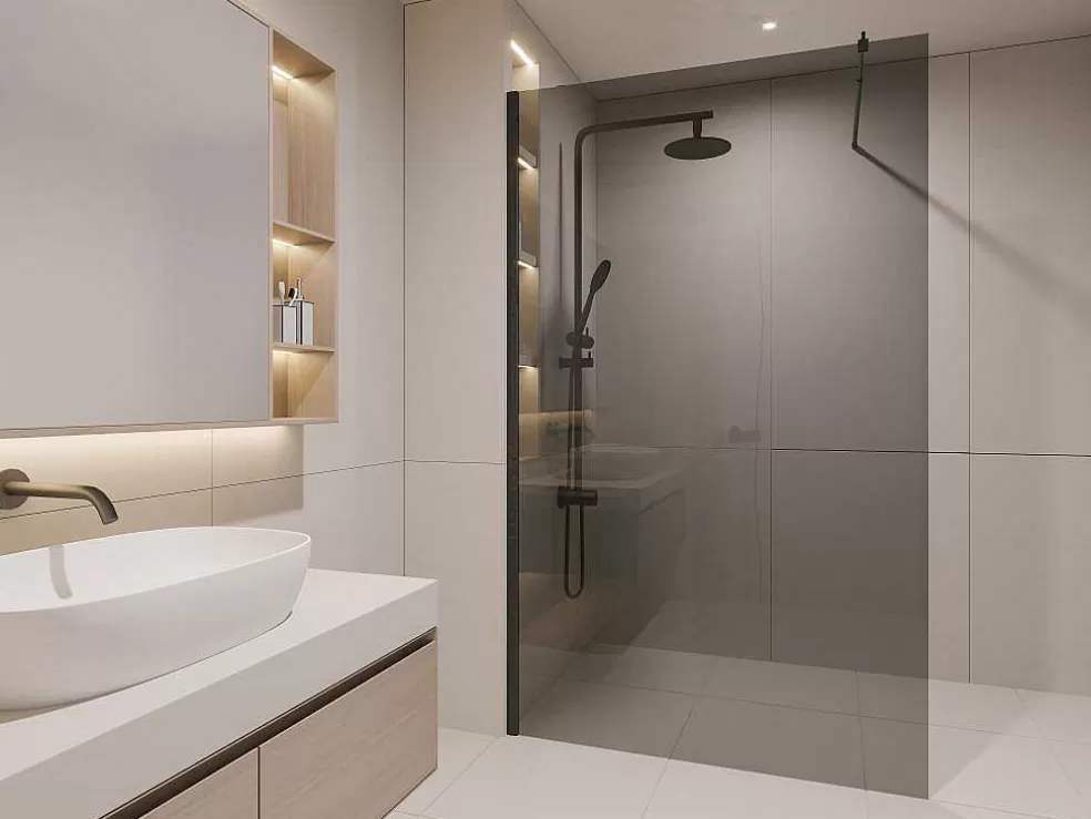 Shower & Design Painel De Duche Estilo Italiano Malika - 140X200 Cm - Vidro Cinzento* Painel De Duche