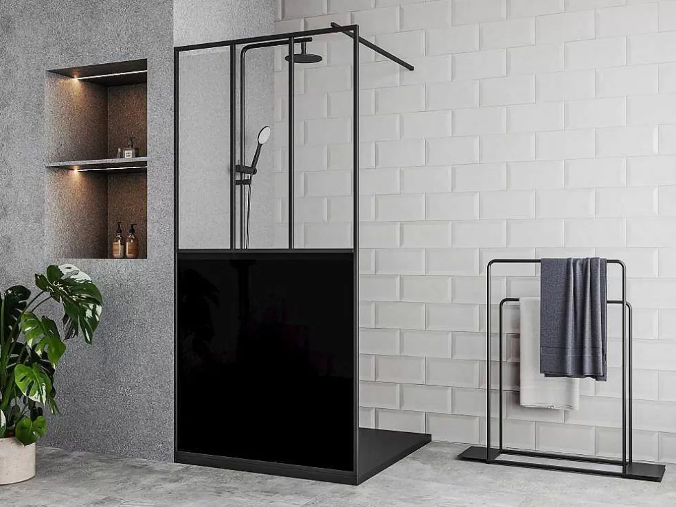Shower & Design Painel De Duche Estilo Italiano Preto Fosco Estilo Atelier 100X200 Cm - Urbanik* Painel De Duche