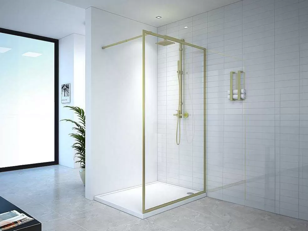 Shower & Design Painel De Duche Estilo Italiano 120X200 Cm Dourado Vidro Temperado - Amberi* Promoções Casa De Banho & Bem-Estar