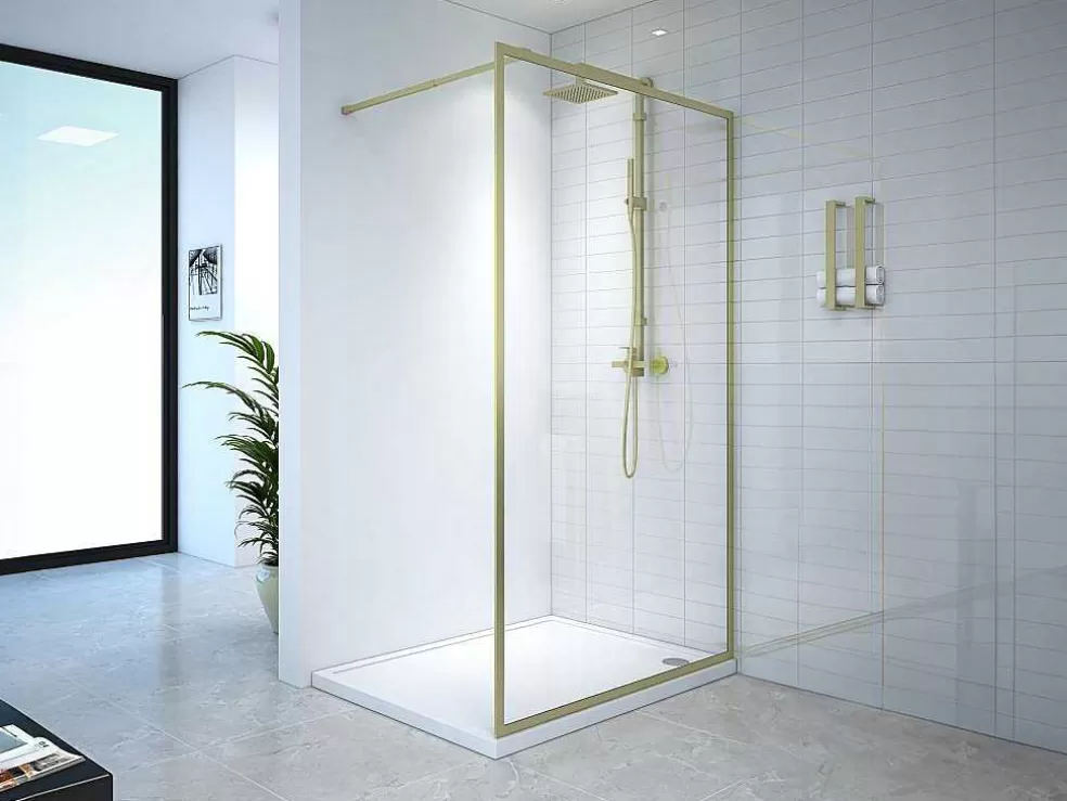 Shower & Design Painel De Duche Estilo Italiano 120X200 Cm Dourado Vidro Temperado - Amberi* Promoções Casa De Banho & Bem-Estar