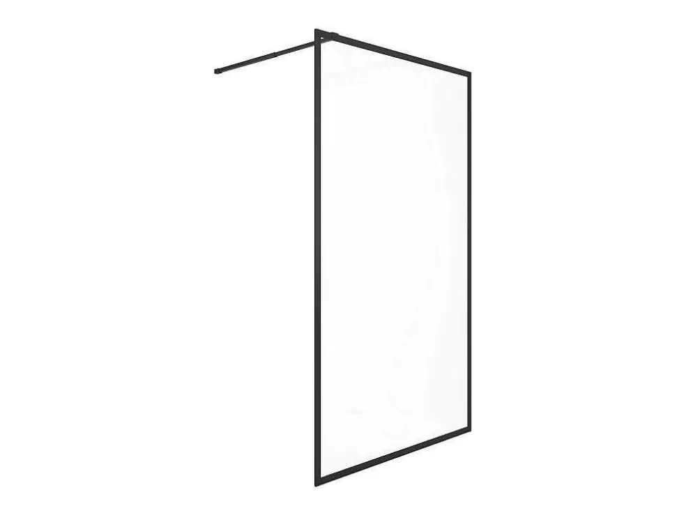 Shower & Design Painel De Duche Estilo Italiano 100X200 Cm Preto Mate Vidro Temperado - Amberi* Painel De Duche