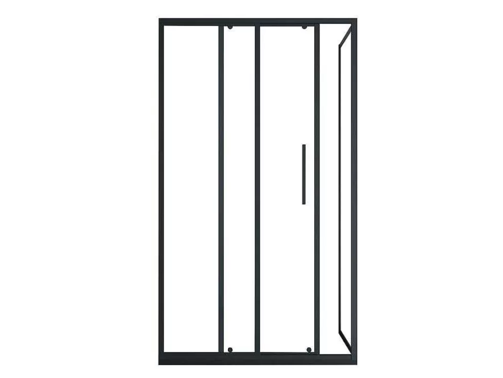 Shower & Design Painel De Duche Fixo Com Porta De Correr Preto Mate Estilo Industrial 120 X 80 X 195 Cm - Toroni* Painel De Duche