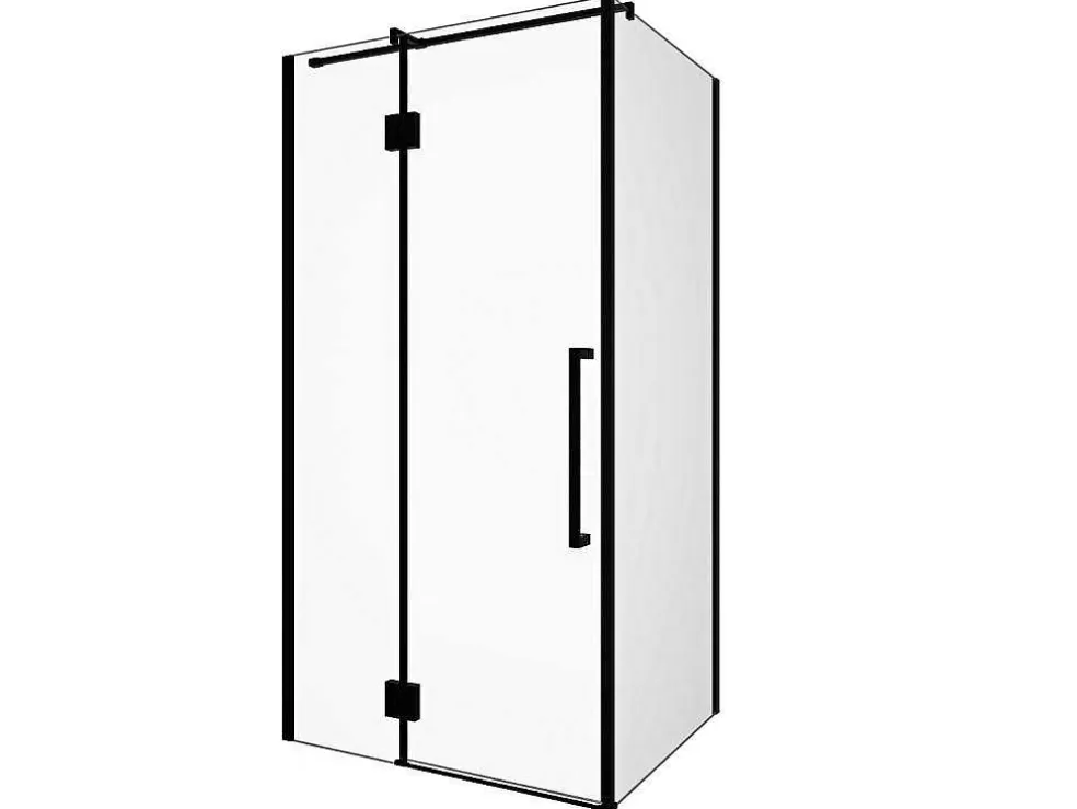 Shower & Design Painel De Duche Fixo Com Porta Giratoria Preto Mate Estilo Industrial 80 X 100 X 190 Cm - Princeton* Painel De Duche