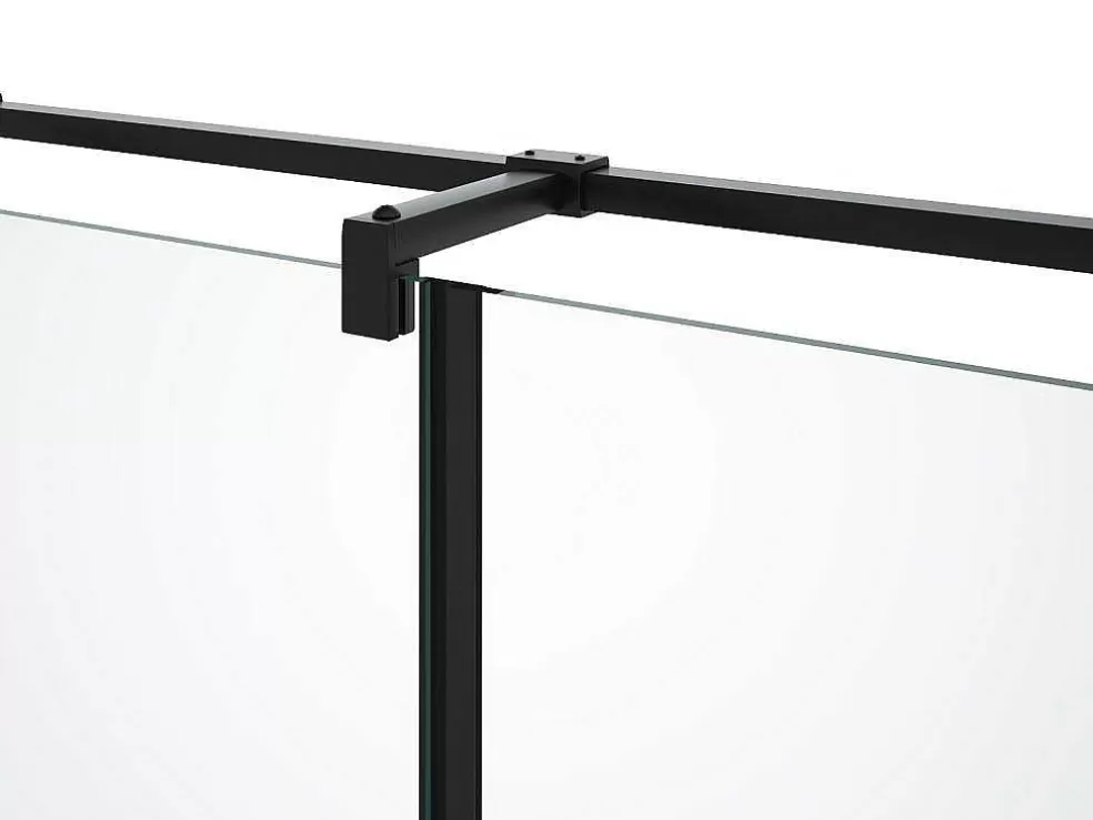 Shower & Design Painel De Duche Fixo Com Porta Giratoria Preto Mate Estilo Industrial 80 X 100 X 190 Cm - Princeton* Painel De Duche