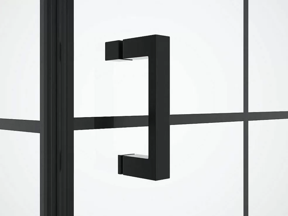 Shower & Design Painel De Duche Fixo Com Porta Giratoria Serigrafado Preto Mate 80 X 80 X 190 Cm - Caparica* Painel De Duche