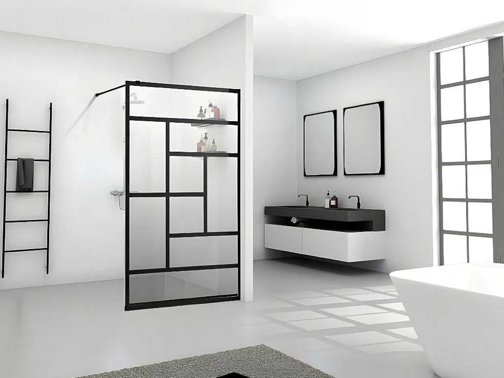 Shower & Design Painel De Duche Italiano Estilo Industrial Sefana - 140X200 Cm - Preto* Painel De Duche