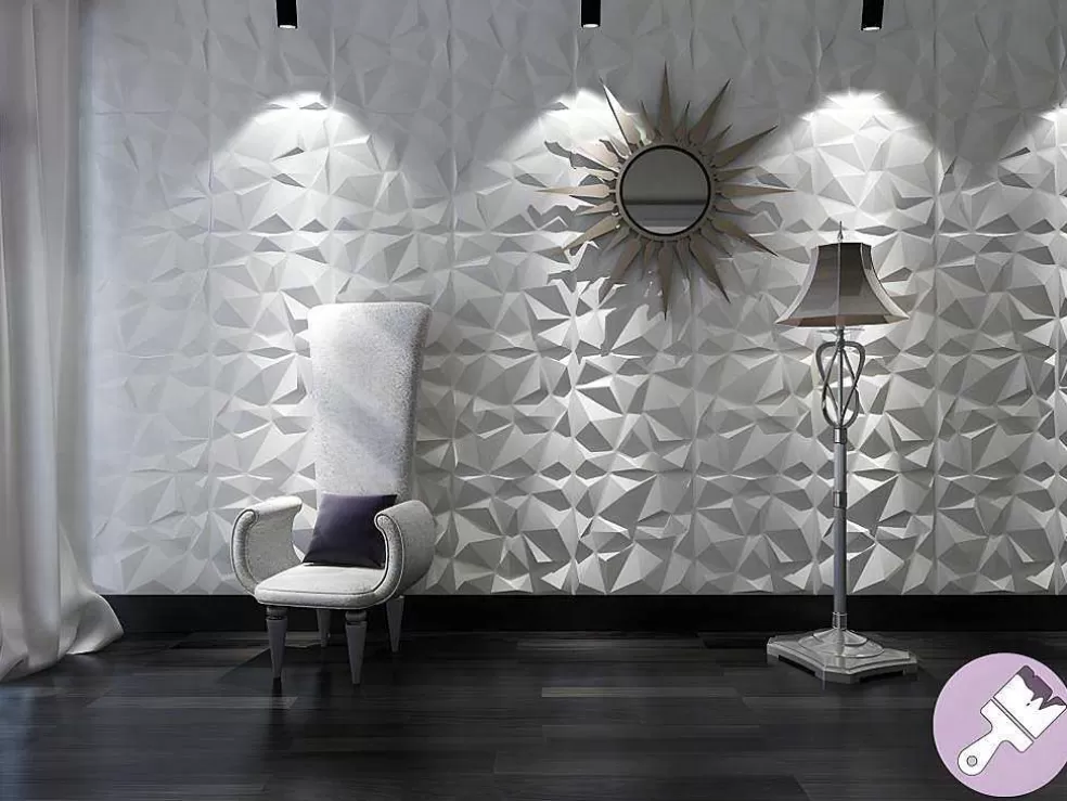Vente-unique Painel De Parede 3D Angly Para Pintar - Pack De 3M - Lote De 12 Pecas* Painel De Parede