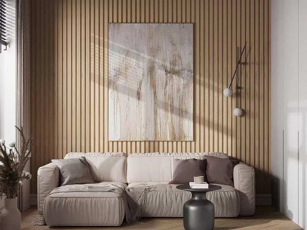 Vente-unique Painel De Parede 3D Pack De 2,83 M Cor Madeira Natural Conjunto De 8 Pecas - Flint* Painel De Parede