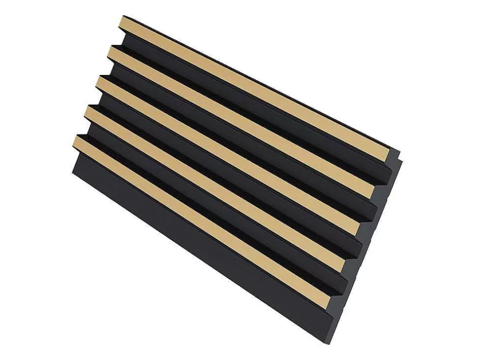 Vente-unique Painel De Parede 3D Pack De 2,83 M Preto E Dourado Conjunto De 8 Pecas - Clinton* Painel De Parede