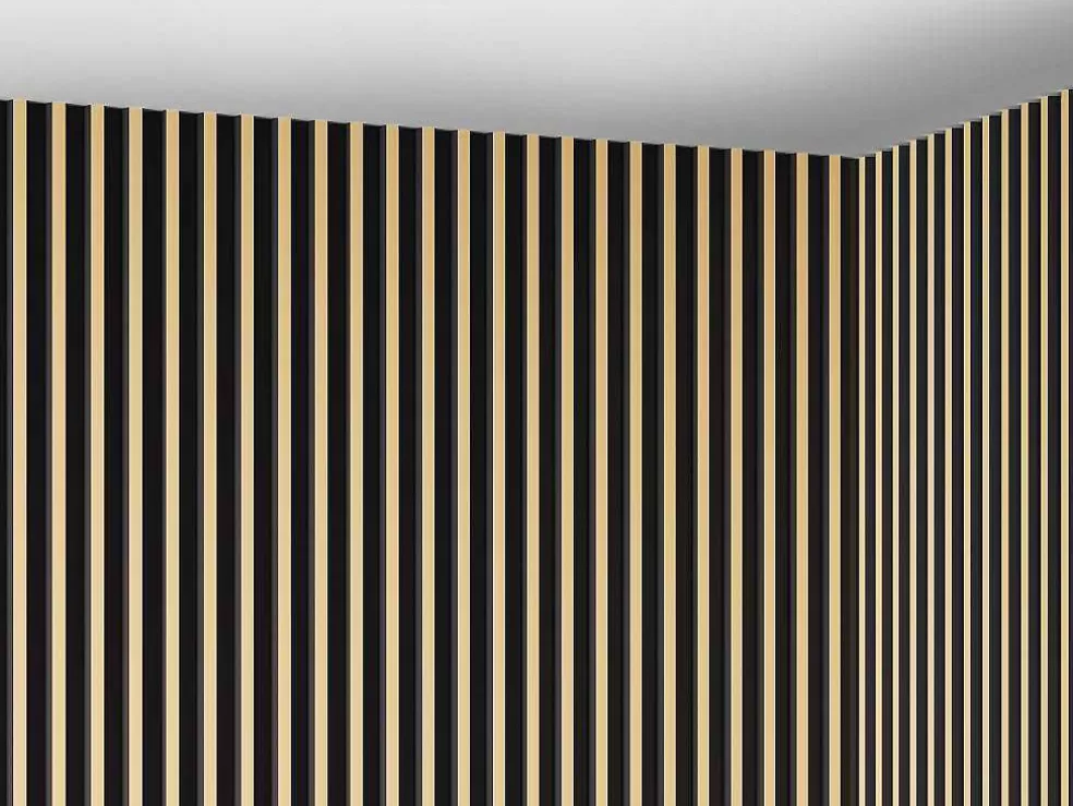 Vente-unique Painel De Parede 3D Pack De 2,83 M Preto E Dourado Conjunto De 8 Pecas - Clinton* Painel De Parede