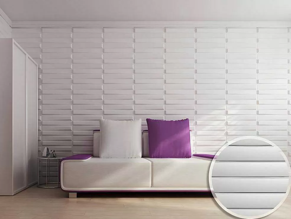Vente-unique Painel De Parede 3D Strait Para Pintar - Pack De 3M - Lote De 12 Pecas* Painel De Parede