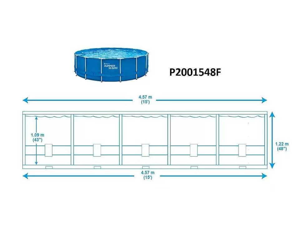 Vente-unique Piscina Tubular Redonda Azul Com Bomba De Filtro De Cartucho De D457 X A122 Cm - Lacanau* Piscina