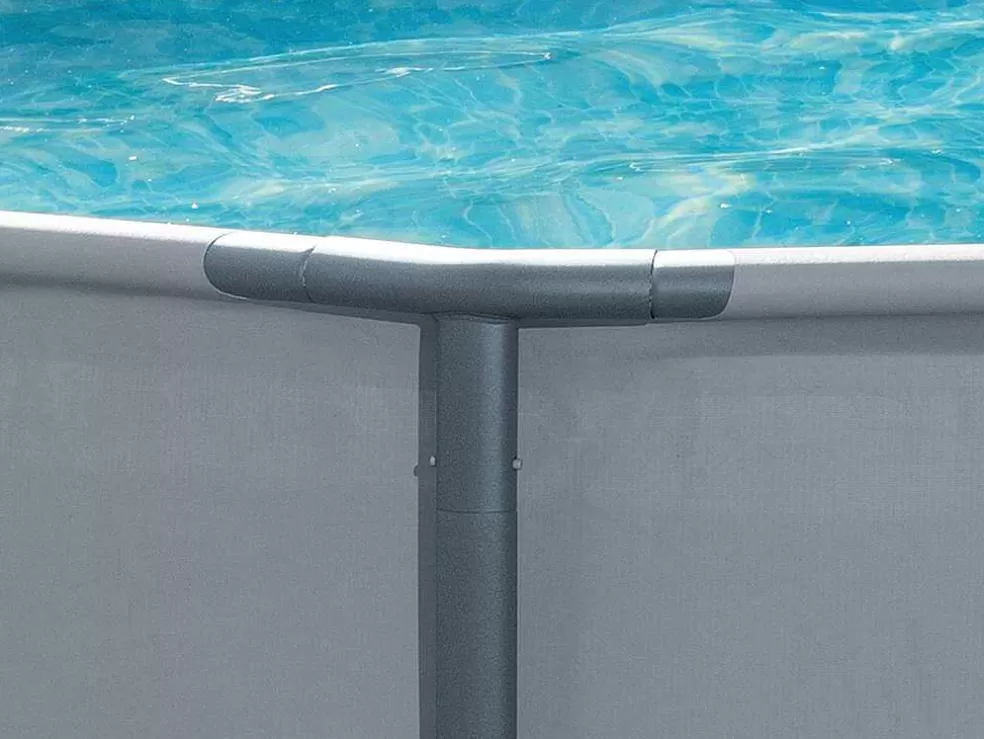 Vente-unique Piscina Tubular Redonda Cinzenta Com Bomba Filtradora De Cartucho D.427 X A.107 Cm - Nisoka* Piscina