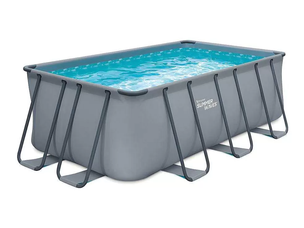Vente-unique Piscina Tubular Retangular Antracite Com Bomba De Filtro De Cartucho De C400 X L200 X A122 Cm - Bantayan* Piscina