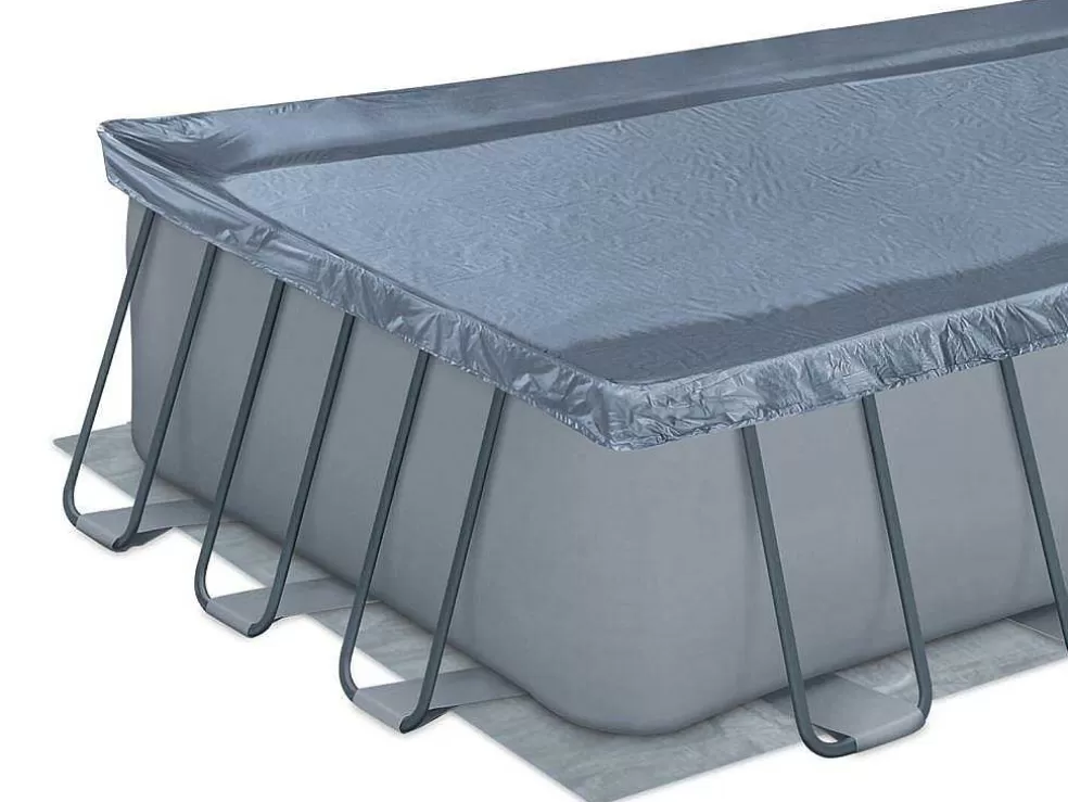 Vente-unique Piscina Tubular Retangular Cinzenta Com Bomba Filtradora De Cartucho C549 X L274 X A132 Cm - Zamora* Piscina