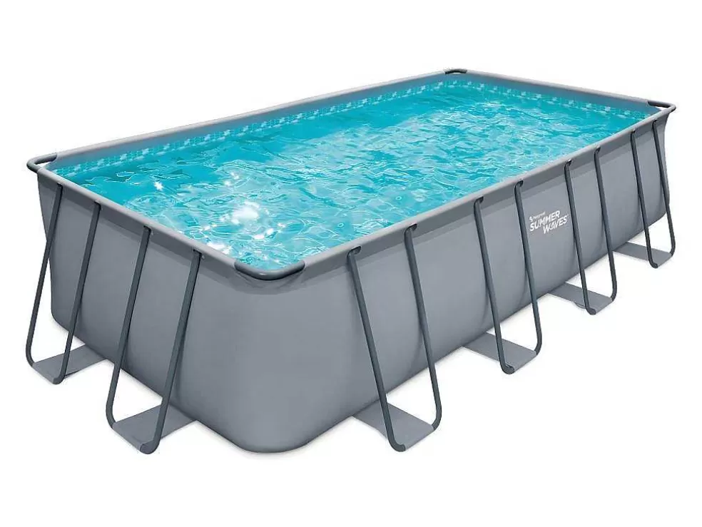 Vente-unique Piscina Tubular Retangular Cinzenta Com Bomba Filtradora De Cartucho C549 X L274 X A132 Cm - Zamora* Piscina