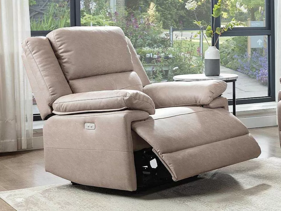 Vente-unique Poltrona Articulada Elétrica Em Tecido Cor Taupe - Dolene* Cadeirão Relax