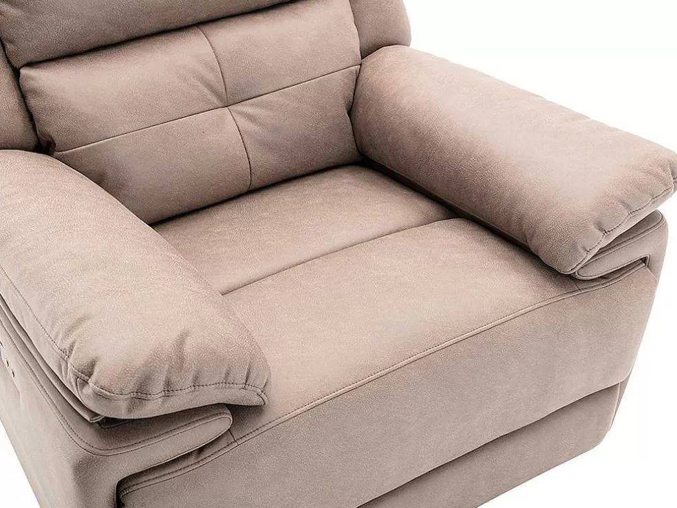 Vente-unique Poltrona Articulada Elétrica Em Tecido Cor Taupe - Dolene* Cadeirão Relax