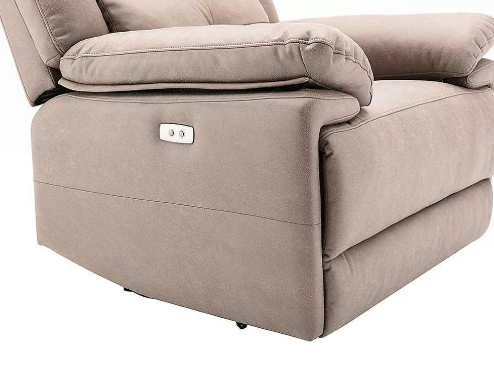 Vente-unique Poltrona Articulada Elétrica Em Tecido Cor Taupe - Dolene* Cadeirão Relax