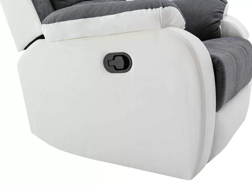 Vente-unique Poltrona Articulada Em Microfibra E Pele Sintética Cinzento E Branco - Brody* Cadeirão Relax