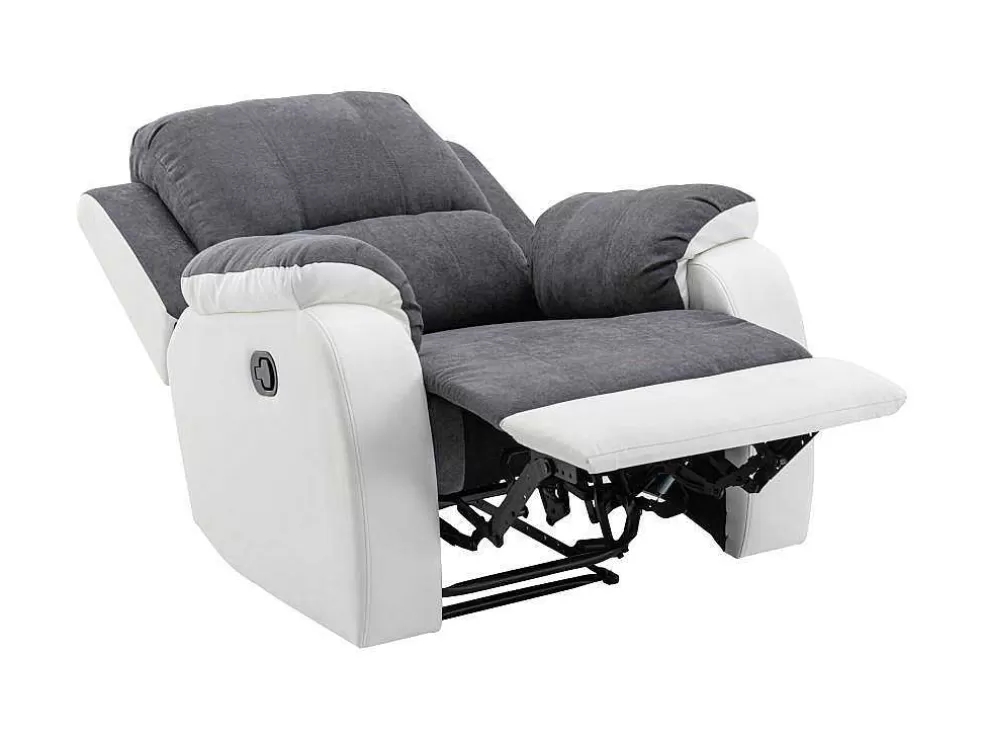 Vente-unique Poltrona Articulada Em Microfibra E Pele Sintética Cinzento E Branco - Brody* Cadeirão Relax
