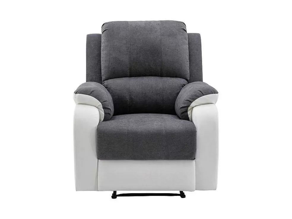 Vente-unique Poltrona Articulada Em Microfibra E Pele Sintética Cinzento E Branco - Brody* Cadeirão Relax