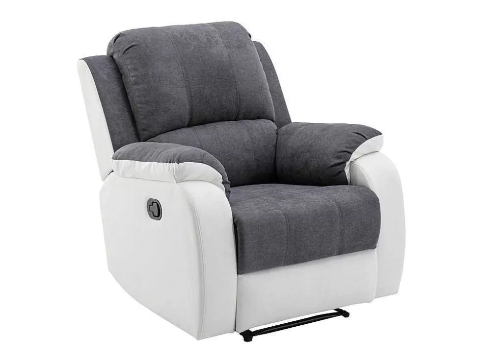 Vente-unique Poltrona Articulada Em Microfibra E Pele Sintética Cinzento E Branco - Brody* Cadeirão Relax
