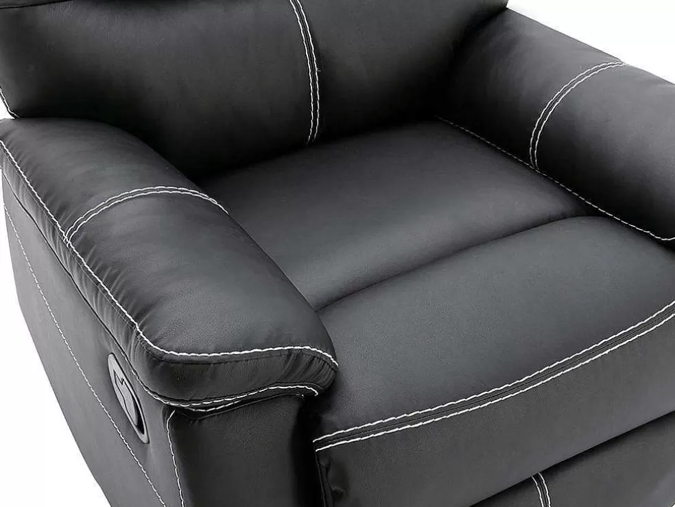 Vente-unique Poltrona Articulada Em Pele Sintética Cor Preto - Canby* Cadeirão Relax