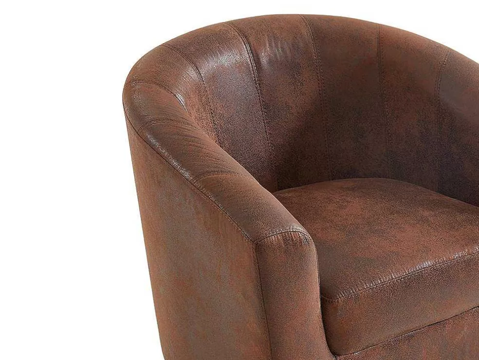 Vente-unique Poltrona Cabriolet Em Microfibra Envelhecida Cor Castanho - Cristobal Ii* Poltrona Cabriolet