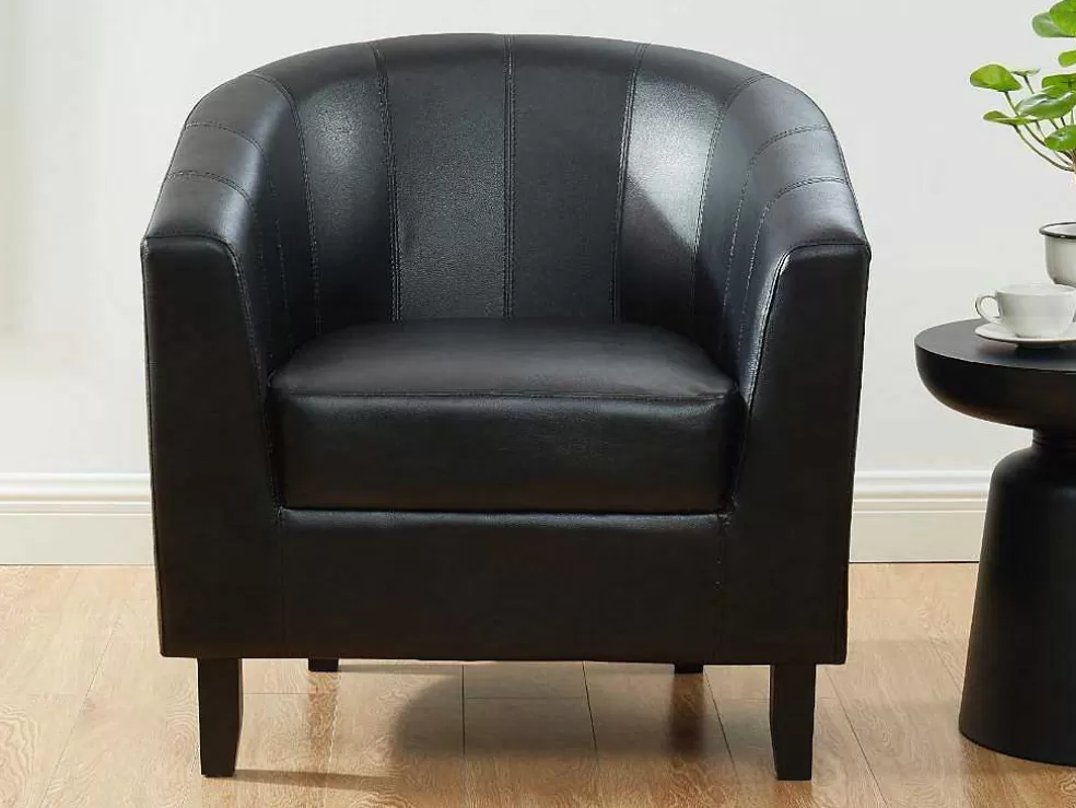 Vente-unique Poltrona Cabriolet Em Pele Sintética Cor Preto - Cristobal Ii* Promoções Sofás & Poltronas