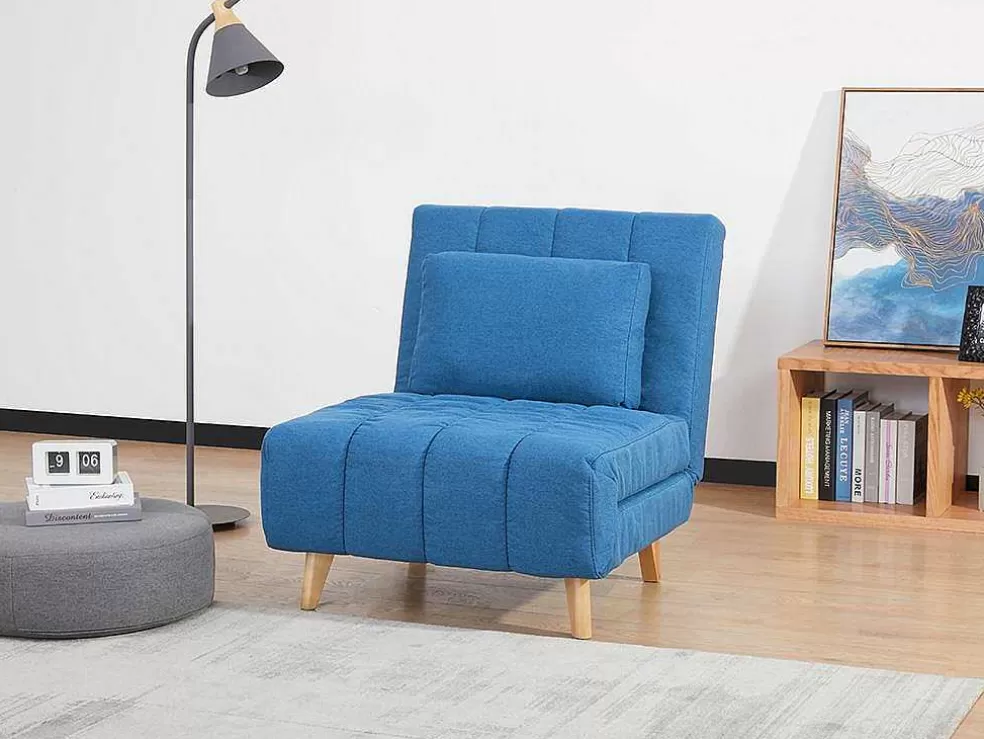 Vente-unique Poltrona Convertivel Em Tecido Cor Azul - Strevi* Poltrona Cama