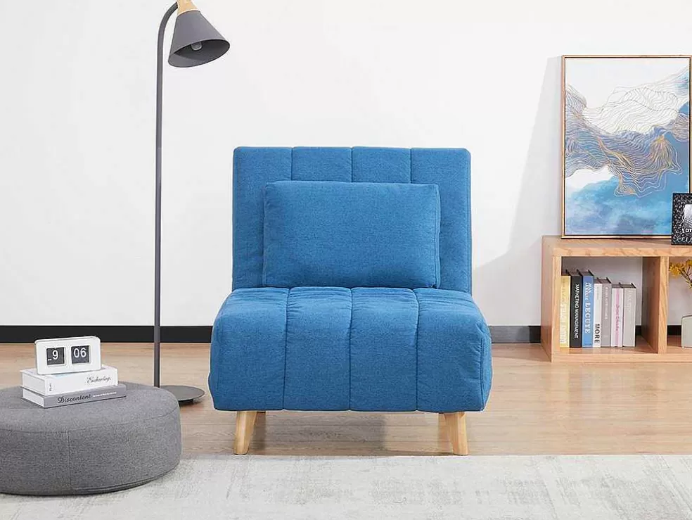 Vente-unique Poltrona Convertivel Em Tecido Cor Azul - Strevi* Poltrona Cama