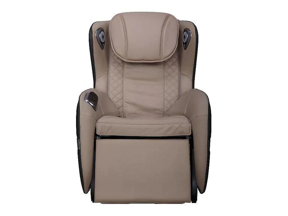 Vente-unique Poltrona De Massagem Em Pele Sintética Bege Com Leds E Sistema De Gravidade Zero - Opcao Bluetooth - Kasou* Poltrona Em Pele Sintética
