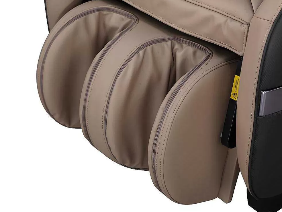 Vente-unique Poltrona De Massagem Em Pele Sintética Bege Com Leds E Sistema De Gravidade Zero - Opcao Bluetooth - Kasou* Poltrona Em Pele Sintética