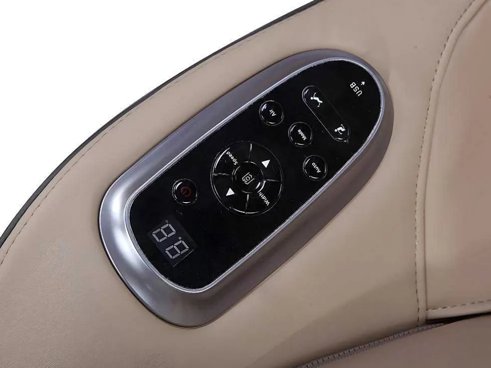 Vente-unique Poltrona De Massagem Em Pele Sintética Bege Com Leds E Sistema De Gravidade Zero - Opcao Bluetooth - Kasou* Poltrona Em Pele Sintética