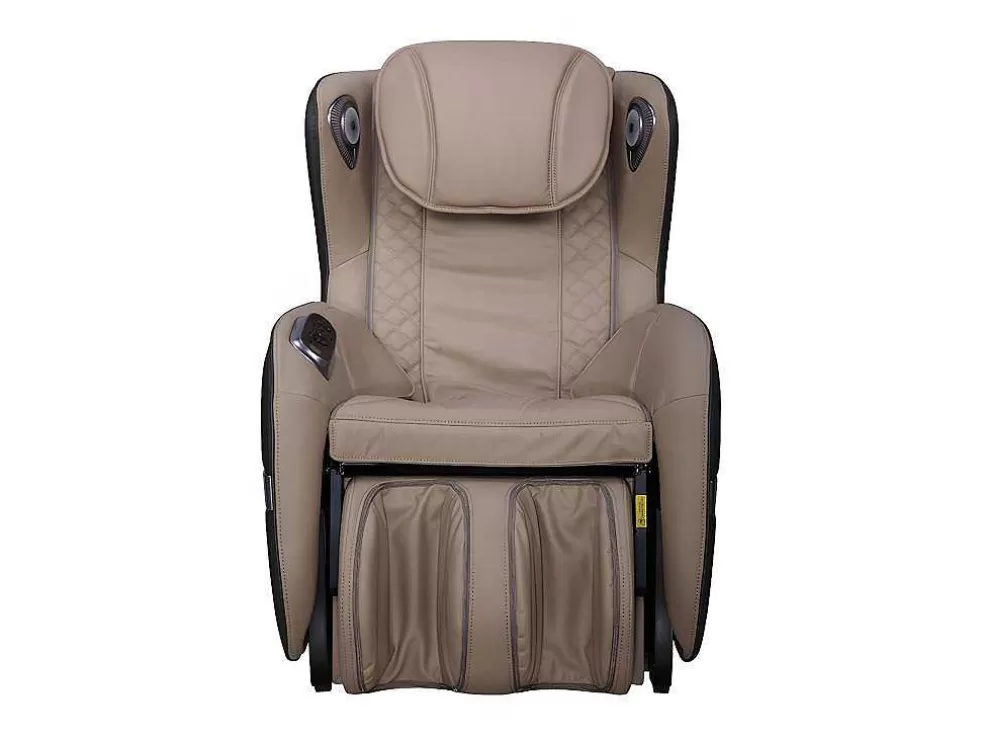 Vente-unique Poltrona De Massagem Em Pele Sintética Bege Com Leds E Sistema De Gravidade Zero - Opcao Bluetooth - Kasou* Poltrona Em Pele Sintética